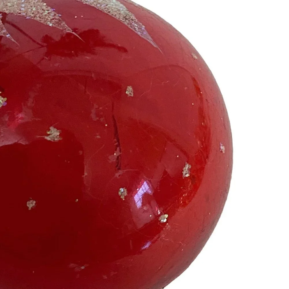 Vintage Christmas Ornament Red Glass with Glitter West Germany